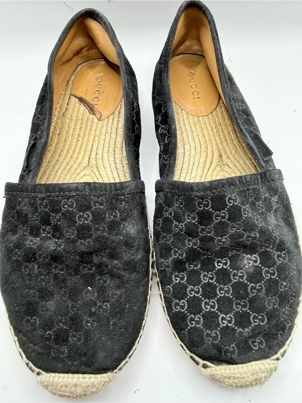 Gucci Black Suede GG Monogram Espadrilles